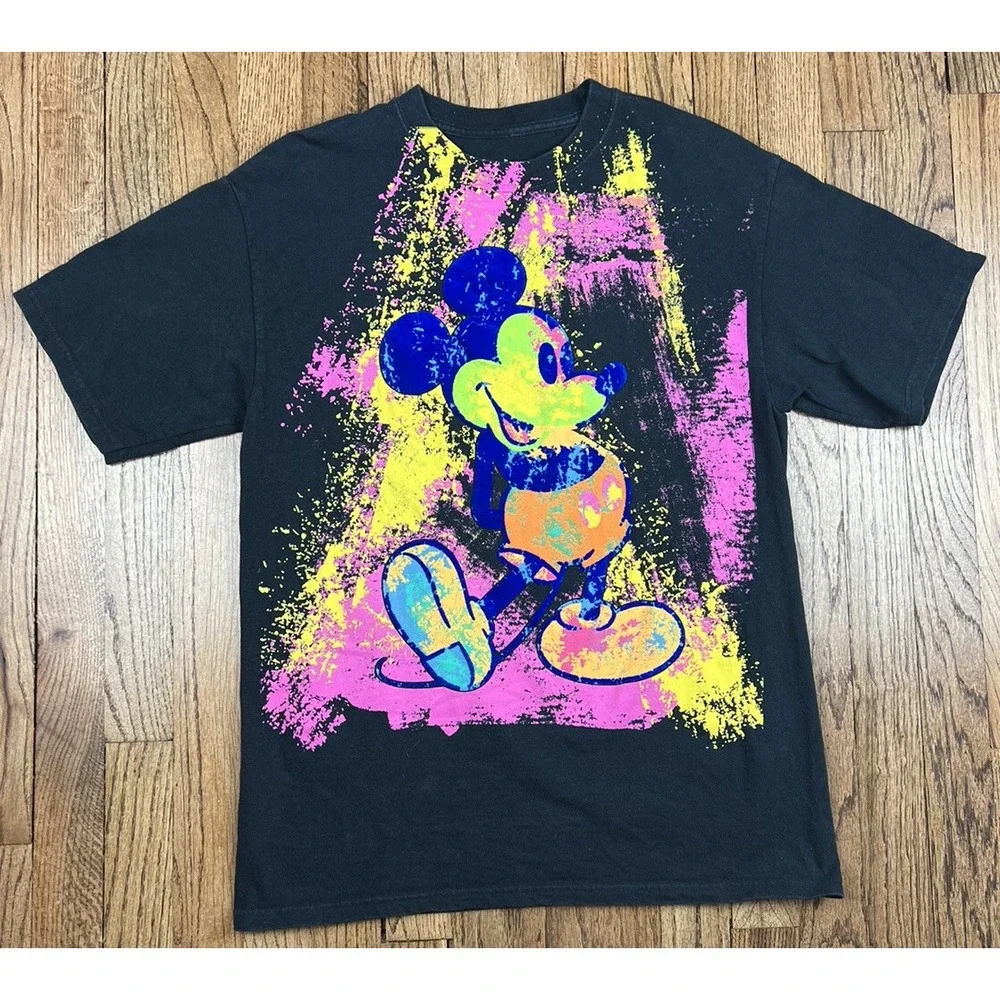 Disney Mickey Mouse Tie Die Multicolor Big Logo T Shirt Men's Size‎ Medium